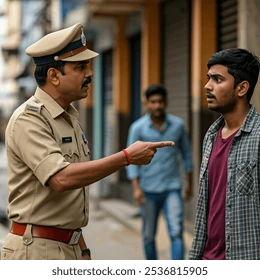 Police Officer Scolding a Person